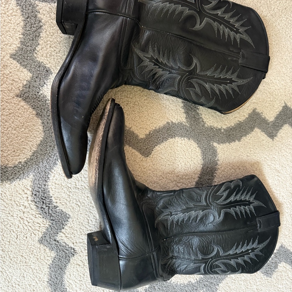 Black Leather Western Boots | Tony Lama Men’s 12D